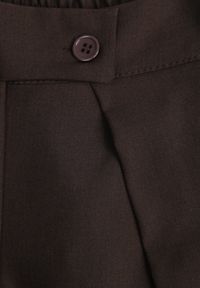 Born2be - Brązowe Spodnie Garniturowe z Szerokimi Nogawkami i Zakładkami w Talii Savara. Okazja: do pracy, na co dzień, na spotkanie biznesowe. Stan: podwyższony. Kolor: brązowy. Styl: elegancki, biznesowy, casual #3