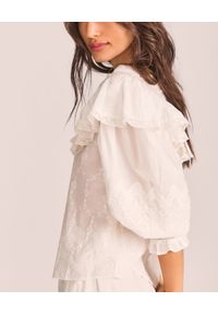 LOVE SHACK FANCY - Bawełniana koszula Bonnie. Kolor: biały. Materiał: bawełna. Długość rękawa: długi rękaw. Długość: długie. Wzór: ażurowy