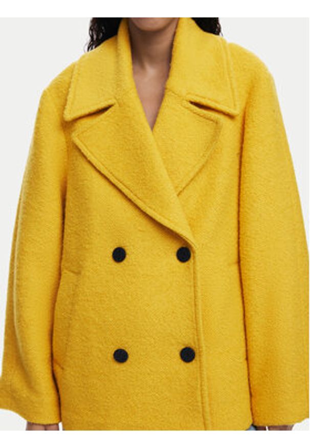 Desigual Płaszcz wełniany Shortcolor 25WWEW11 Żółty Regular Fit. Kolor: żółty. Materiał: wiskoza