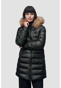 Blauer USA - BLAUER Czarna damska kurtka Kristin Raincoat Long Jackets. Kolor: czarny. Materiał: poliamid, puch. Długość rękawa: długi rękaw. Długość: długie #1