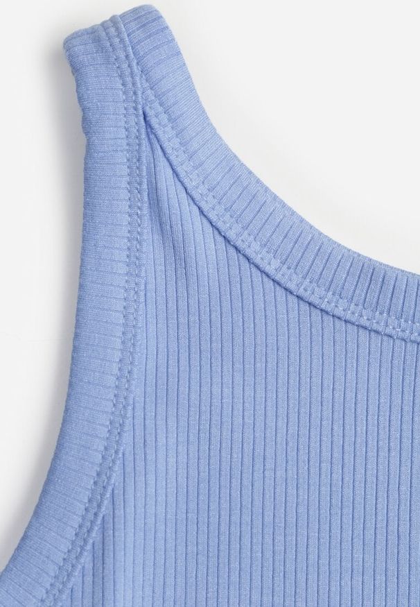 Renee - Niebieski Top na Ramiączkach Basic Prążkowany Zitira. Okazja: na co dzień. Kolor: niebieski. Materiał: prążkowany. Długość rękawa: na ramiączkach. Styl: casual