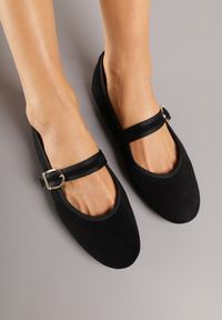 Renee - Czarne Balerinki Mary Jane z Klamrą Zaurg. Okazja: na co dzień. Zapięcie: klamry. Kolor: czarny. Materiał: jeans. Styl: klasyczny, casual, elegancki #8