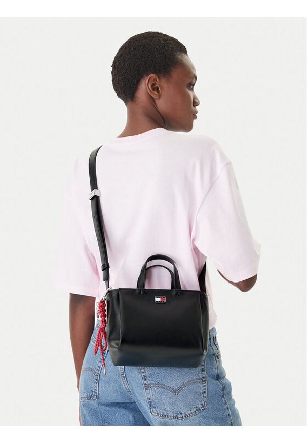 Tommy Jeans Torebka Tjw City Charm Mini Tote AW0AW18580 Czarny. Kolor: czarny. Materiał: skórzane