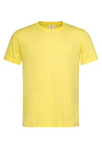 Stedman - Żółty Bawełniany T-Shirt Męski Bez Nadruku -STEDMAN- Koszulka, Krótki Rękaw, Basic, U-neck. Okazja: na co dzień. Kolor: wielokolorowy, złoty, żółty. Materiał: bawełna. Długość rękawa: krótki rękaw. Długość: krótkie. Styl: casual #1