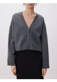 Reserved - Rozpinany kardigan - szary. Kolor: szary. Materiał: dzianina, wełna #1