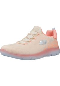 skechers - Kapcie SKECHERS SUMMITS MORNING GLOW Pomarańczowy. Kolor: pomarańczowy. Materiał: tkanina. Styl: sportowy