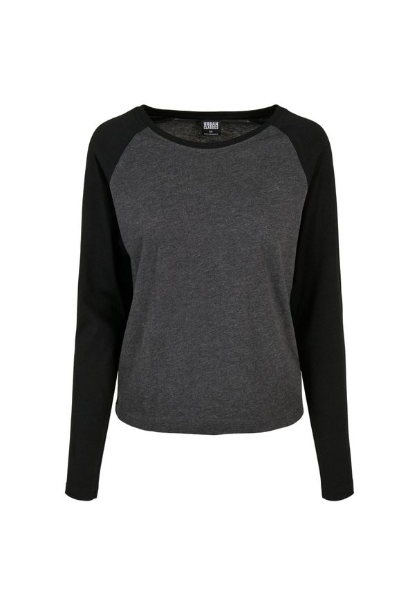 Urban Classics - Damska Kontrastowa Koszulka Z Długim Rękawem Z Raglanem. Kolor: szary, czarny, brązowy, wielokolorowy. Długość rękawa: długi rękaw. Długość: długie. Sport: turystyka piesza