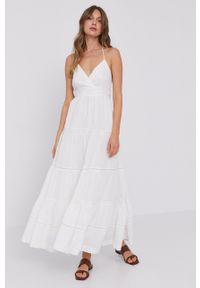 TwinSet - Twinset - Sukienka. Kolor: biały. Materiał: tkanina, koronka. Wzór: gładki. Typ sukienki: rozkloszowane #7