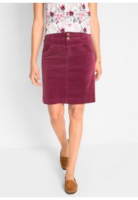 bonprix - Spódnica sztruksowa ze stretchem. Kolor: czerwony. Materiał: sztruks #1