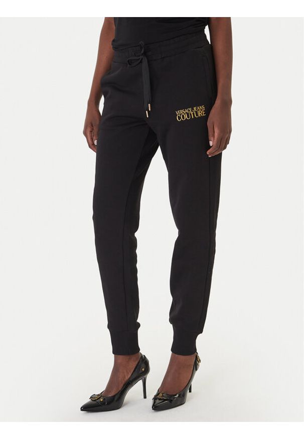Versace Jeans Couture Spodnie dresowe 80HAAT01 CF01T Czarny Regular Fit. Kolor: czarny. Materiał: bawełna