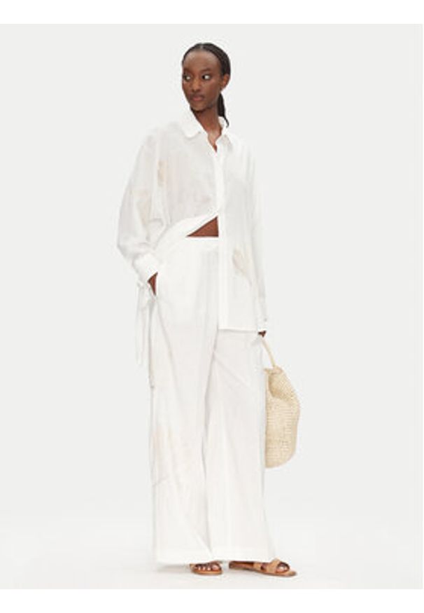 ACCESS FASHION Spodnie palazzo 53-5087-133 Biały Wide Leg. Kolor: biały. Materiał: len