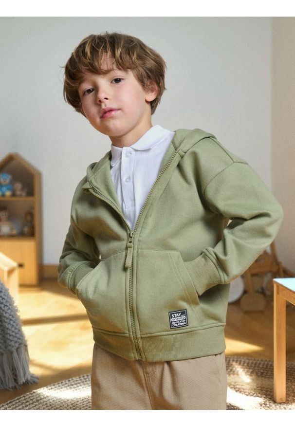 Sinsay - Bluza z kapturem - zielony. Typ kołnierza: kaptur. Kolor: zielony
