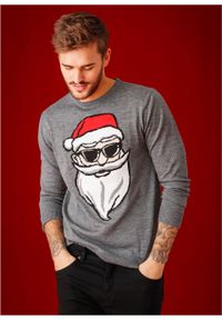 Sweter z bożonarodzeniowym motywem bonprix szary melanż. Kolor: szary. Wzór: melanż #6