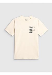 4f - 4F T-shirt regular z nadrukiem męski - biały XXL. Okazja: na co dzień. Kolor: biały. Materiał: materiał. Wzór: nadruk. Styl: casual, sportowy #1