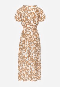 Born2be - Brązowa Wiskozowa Sukienka z Kopertowym Dekoltem i Gumkami w Talii Shyraya. Okazja: na co dzień. Typ kołnierza: dekolt kopertowy. Kolor: brązowy. Materiał: wiskoza. Typ sukienki: kopertowe. Styl: casual #2