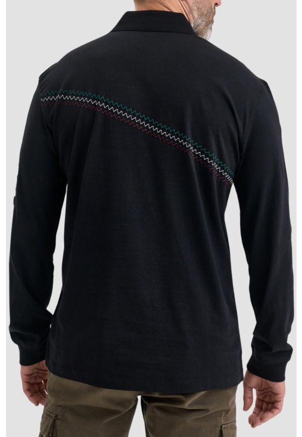 Aeronautica Militare - AERONAUTICA MILITARE Czarny longsleeve polo męski Eurofighter Typhoon, Rozmiar 3XL. Typ kołnierza: polo. Kolor: czarny. Materiał: bawełna. Długość rękawa: długi rękaw