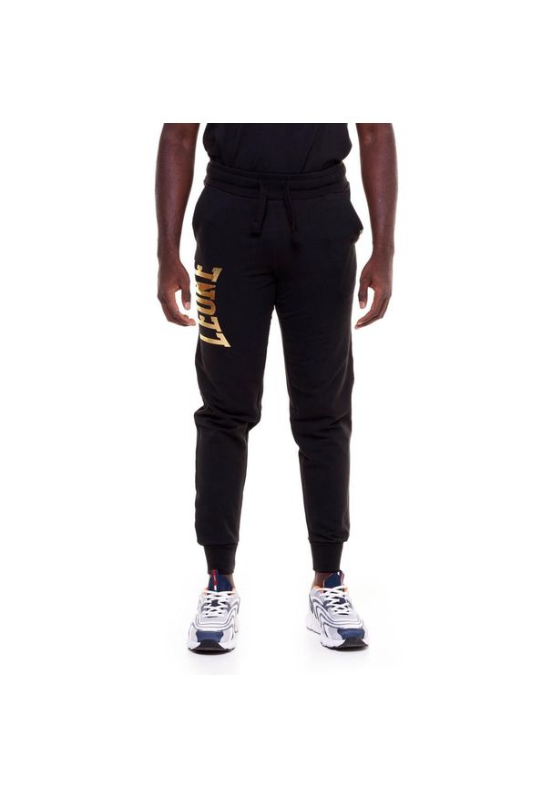 LEONE 1947 APPAREL - Męskie spodnie dresowe w kolorze złotym. Kolor: czarny. Materiał: dresówka. Sport: fitness