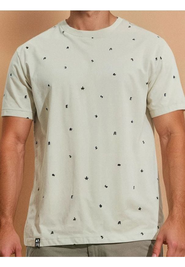 Sinsay - Koszulka z ozdobnym wzorem allover - zielony. Kolor: zielony