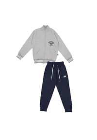 LEONE 1947 APPAREL - Dres dziecięcy z kołnierzykiem i nadrukiem „Sporting” College. Okazja: na uczelnię. Kolor: szary, niebieski, wielokolorowy. Materiał: dresówka. Wzór: nadruk. Styl: sportowy