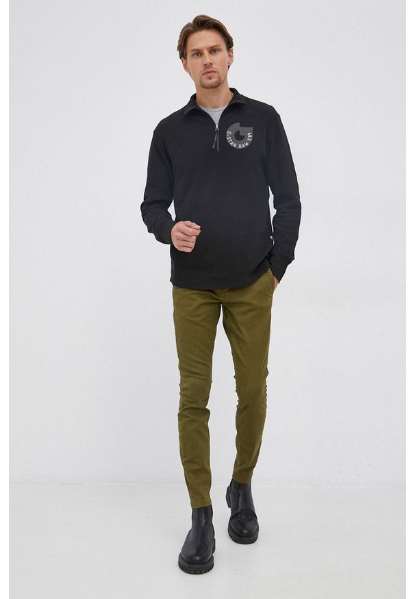 G-Star RAW - G-Star Raw Bluza bawełniana męska kolor czarny z nadrukiem. Okazja: na co dzień. Kolor: czarny. Materiał: bawełna. Długość: krótkie. Wzór: nadruk. Styl: casual