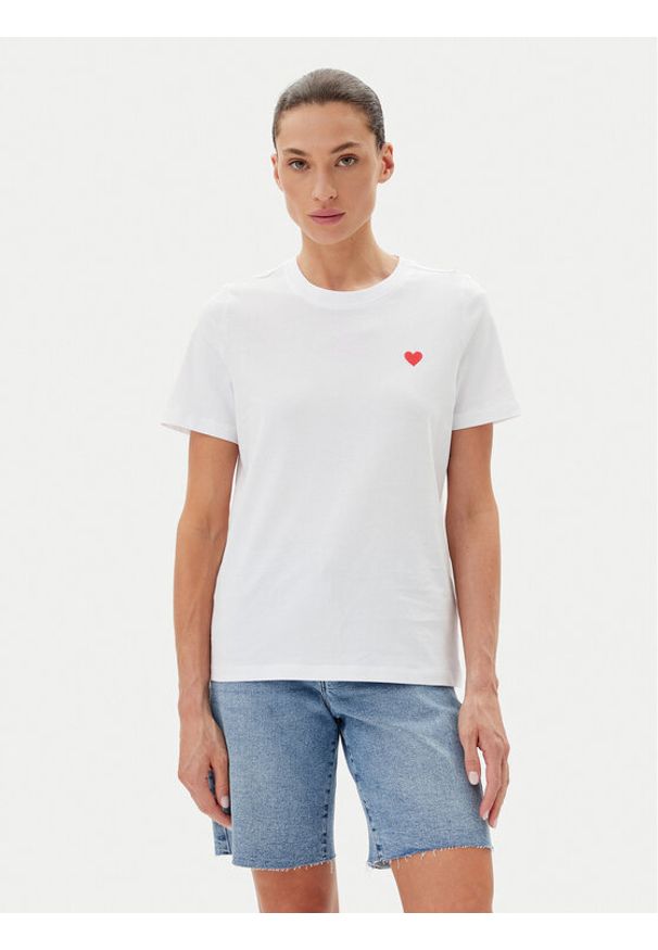 Vero Moda T-Shirt Paulina 10316991 Biały Regular Fit. Kolor: biały. Materiał: bawełna