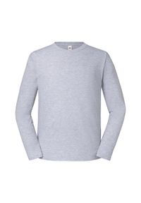 FRUIT OF THE LOOM - Męska Koszulka Z Długim Rękawem Iconic 195 Premium Heather. Kolor: szary. Długość rękawa: długi rękaw. Długość: długie. Sport: turystyka piesza