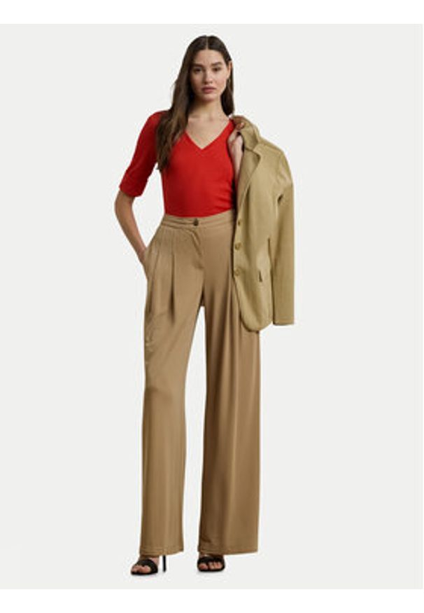 Lauren Ralph Lauren - LAUREN RALPH LAUREN Bluzka 200815843008 Czerwony Slim Fit. Kolor: czerwony. Materiał: bawełna