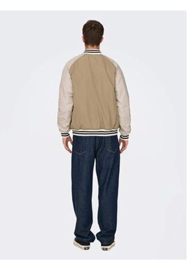 Only & Sons Kurtka bomber 22025423 Beżowy Regular Fit. Kolor: beżowy. Materiał: syntetyk