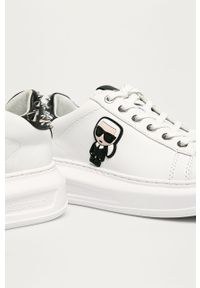 Karl Lagerfeld - Buty skórzane. Nosek buta: okrągły. Zapięcie: sznurówki. Kolor: biały. Materiał: skóra. Szerokość cholewki: normalna. Obcas: na obcasie. Wysokość obcasa: średni #5