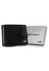 ROVICKY - Portfel skórzany Rovicky PC-103L-BAR czarny. Kolor: czarny. Materiał: skóra. Wzór: gładki