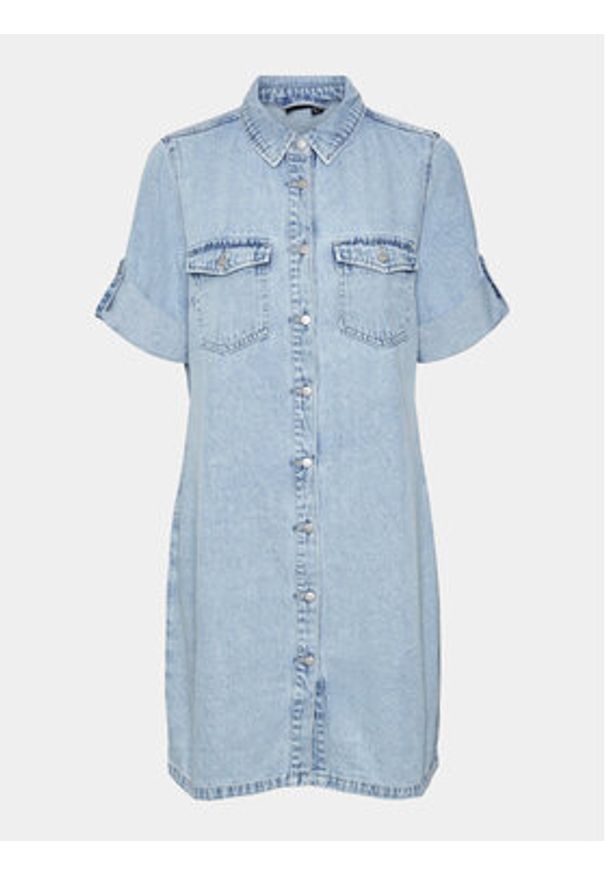 Vero Moda Sukienka jeansowa Jennie 10309665 Niebieski Regular Fit. Kolor: niebieski. Materiał: bawełna