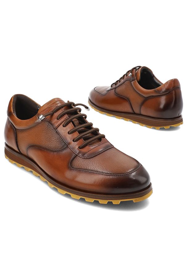 Brązowe Półbuty Brooman Eleganckie Obuwie Męskie. Okazja: do pracy. Kolor: brązowy. Materiał: skóra. Sezon: lato. Styl: elegancki