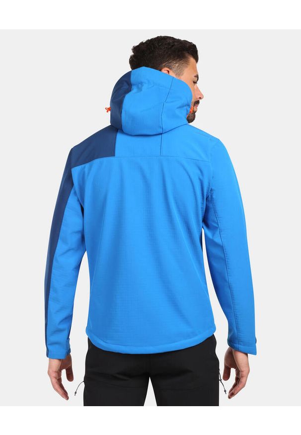 Męska kurtka softshell Kilpi ONTAVIO-M. Kolor: żółty, pomarańczowy, niebieski, wielokolorowy. Materiał: softshell. Sport: turystyka piesza