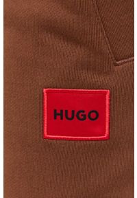 Hugo - HUGO spodnie dresowe bawełniane kolor brązowy melanżowe. Kolor: brązowy. Materiał: bawełna, dresówka, dzianina. Wzór: gładki, melanż #5