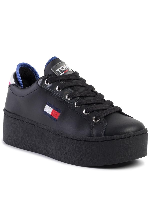 Sneakersy Tommy Jeans Flatform Tommy Jeans Sneaker EN0EN00718 Black BDS. Kolor: czarny. Materiał: skóra