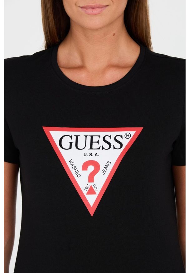 Guess - GUESS Czarny t-shirt Original Tee. Kolor: czarny