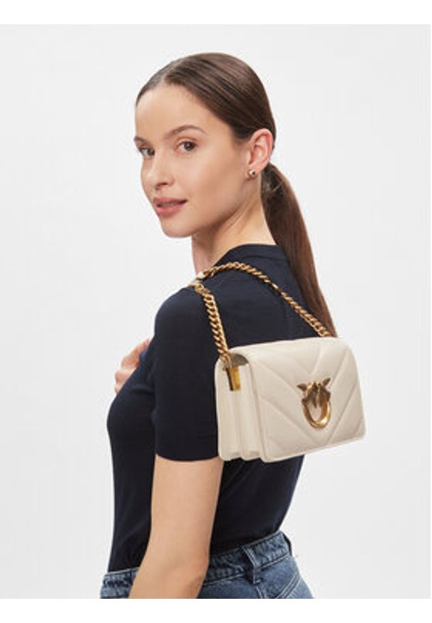 Pinko Torebka Love Click Mini AI 23-24 PLTT 100067 A136 Écru. Materiał: skórzane