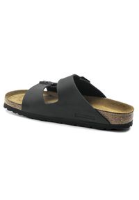 Klapki damskie Birkenstock Arizona BS (0551253). Okazja: na co dzień, na spacer. Zapięcie: pasek. Kolor: czarny. Materiał: skóra, materiał. Wzór: paski. Sezon: lato. Styl: klasyczny, sportowy, wakacyjny, młodzieżowy, casual #4