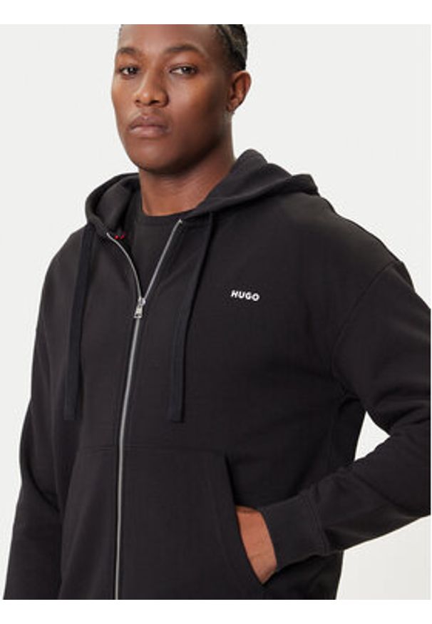 Hugo - HUGO Bluza Dapozip 50548651 Czarny Relaxed Fit. Kolor: czarny. Materiał: bawełna