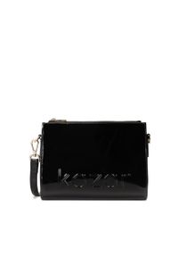 Kazar - Lakierowana torebka na pasku w stylu minimal. Kolor: czarny. Wzór: aplikacja. Materiał: lakierowane, skórzane #1