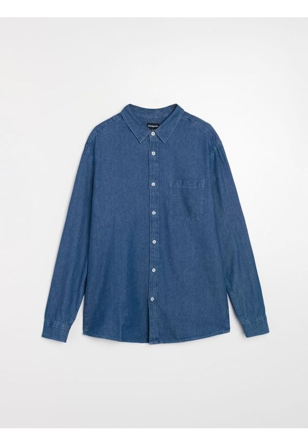 Sinsay - Bawełniana koszula - granatowy. Kolor: niebieski. Materiał: bawełna