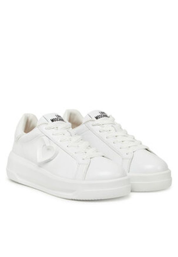Love Moschino - LOVE MOSCHINO Sneakersy JA15545G0MIA410A Biały. Kolor: biały. Materiał: skóra