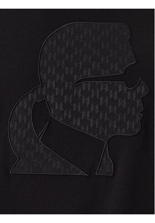 Karl Lagerfeld - KARL LAGERFELD T-Shirt 755055 561221 Czarny Regular Fit. Typ kołnierza: dekolt w karo. Kolor: czarny. Materiał: syntetyk