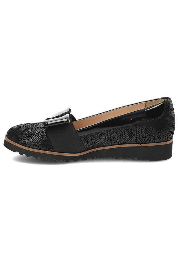 Czarne Półbuty Gamis Skórzane Buty Damskie. Okazja: na co dzień. Kolor: czarny. Materiał: skóra. Szerokość cholewki: normalna. Styl: elegancki, casual