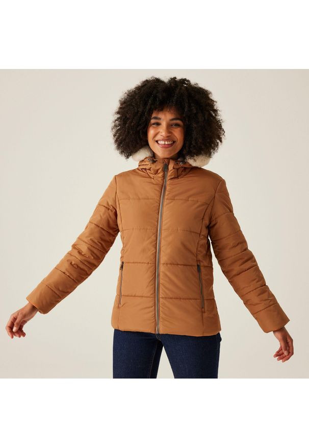 Regatta - Kubuś Damska kurtka turystyczna z przegrodami. Kolor: brązowy. Materiał: puch. Sport: turystyka piesza