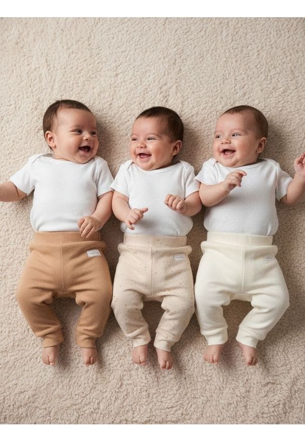 Sinsay - Bawełniane spodnie 3 pack - kremowy. Kolor: kremowy. Materiał: bawełna