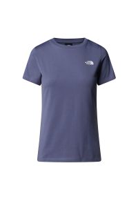 Koszulka damska The North Face Simple Dome 0A87NHBTR1 - fioletowa. Kolor: fioletowy. Materiał: poliester, bawełna. Długość rękawa: krótki rękaw. Długość: krótkie. Wzór: nadruk #1