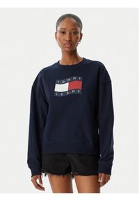 Tommy Jeans Bluza Wavy Flag DW0DW22742 Granatowy Boxy Fit. Kolor: niebieski. Materiał: bawełna #1