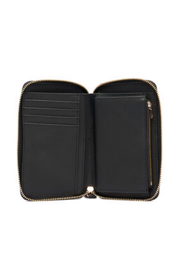 TOMMY HILFIGER - Tommy Hilfiger Torebka Th Logotape Compact Zip Around AW0AW18699 Czarny. Kolor: czarny. Materiał: skóra