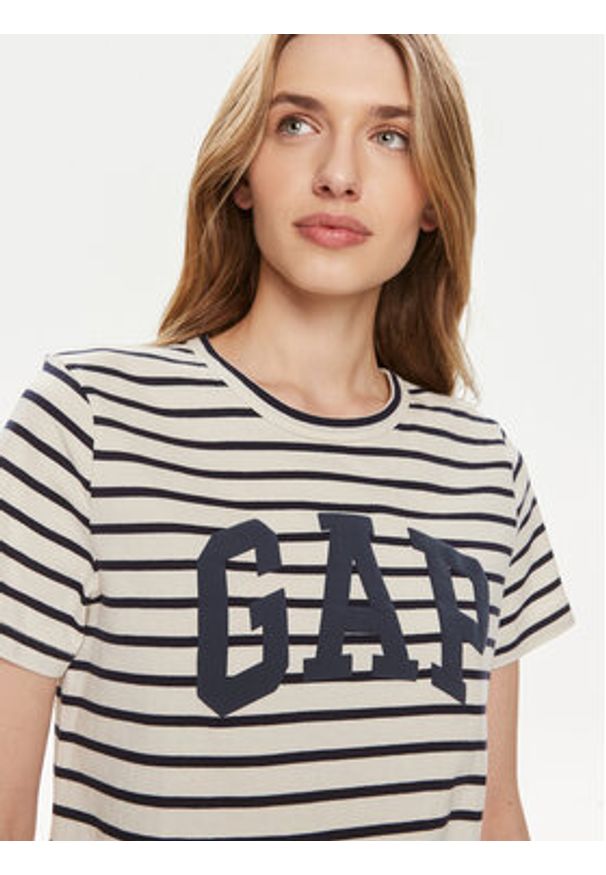 GAP - Gap T-Shirt 871061-00 Beżowy Regular Fit. Kolor: beżowy. Materiał: bawełna